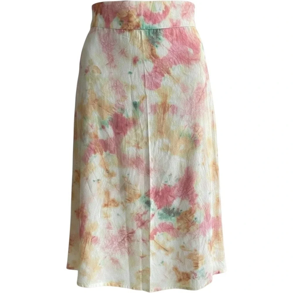 Auguste The Label Rayon Viscose Midi Skirt US 2 Tie Dye Pink Orange‎ Green